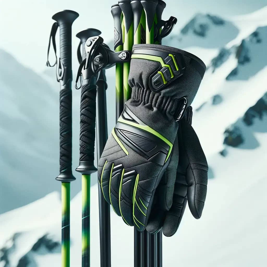 ski gloves and ski poles