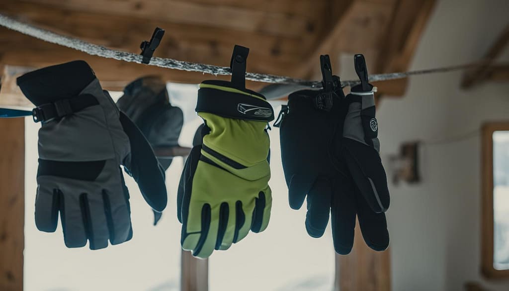 Air drying ski gloves