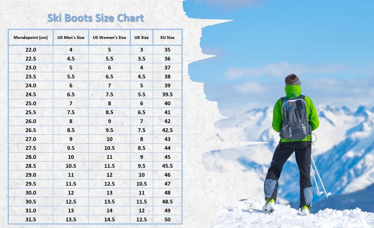 ski boots size chart