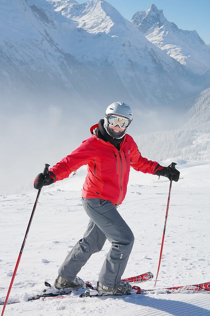 skier in ski pants