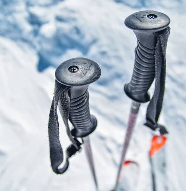 ski poles in the snow
